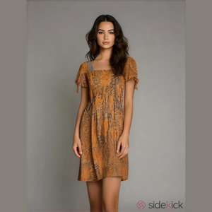 Adolfo Dominguez Floral Midi Dress Women XS 36 Empire Waist Babydoll Ties Party